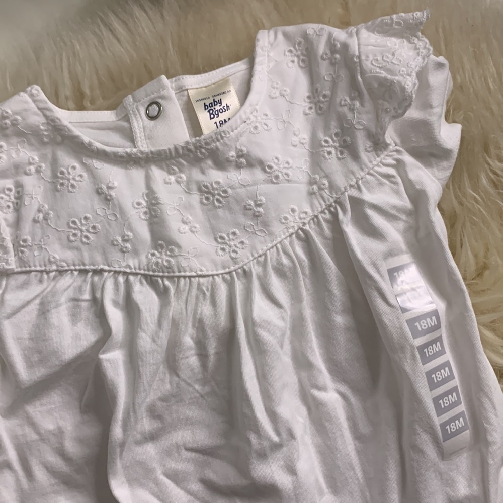 Baby b’gosh bodysuit white eyelet ruffle cotton 18 months one piece